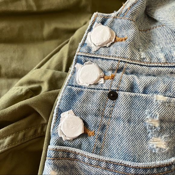 ALEXANDER WANG sz 27 Hybrid Overalls Jump Mix Denim Jumpsuit Green - Picture 7 of 8